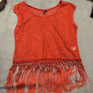 Rust fringe top